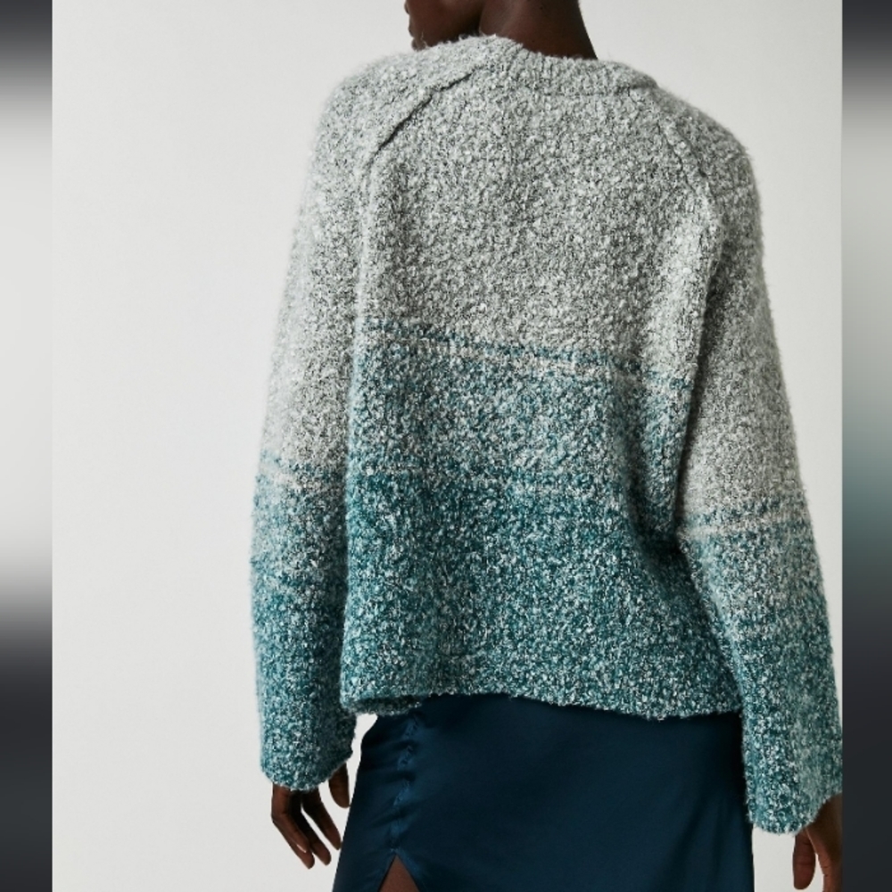 NWOT Free People BFF Cocoon Dip Dye Sweater In Green Size Small Retail $98 - Picture 3 of 7